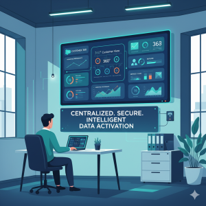 Vue de tableau de bord Data Cloud avec données clients unifiées
