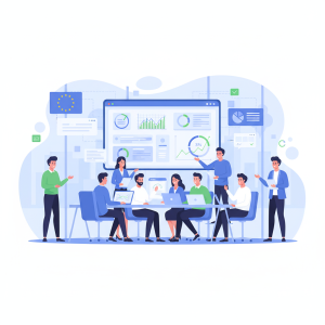 SME team analyzing digital transformation dashboards