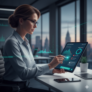 Illustration de gestion digitale de la trésorerie en PME